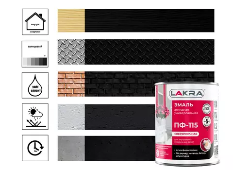 Эмаль Лакра ПФ-115, 0,9 кг черная