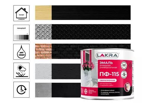 Эмаль Лакра ПФ-115, 1,9 кг черная