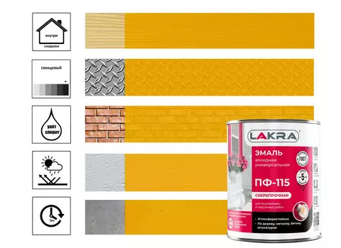 Эмаль Лакра ПФ-115, 1 кг, желтая