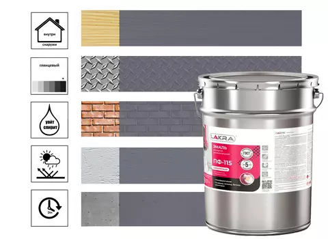 Эмаль Лакра ПФ-115, 20 кг, серая