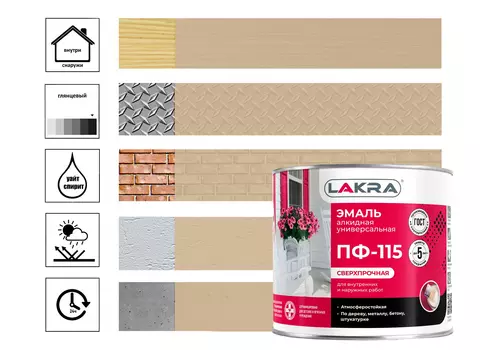 Эмаль Лакра ПФ-115, 2 кг, кремовая
