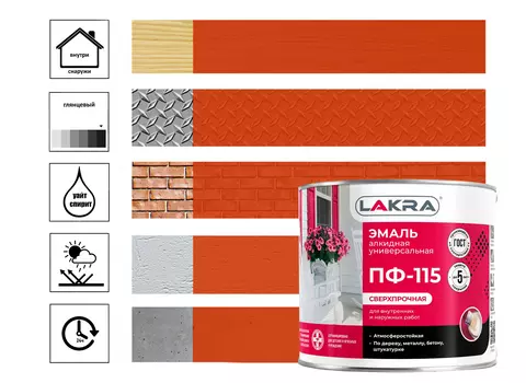 Эмаль Лакра ПФ-115, 2 кг, оранжевая