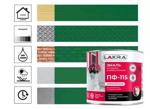 Эмаль Лакра ПФ-115, 2 кг, ярко-зеленая