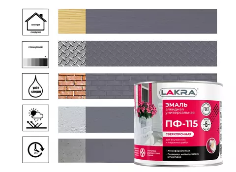 Эмаль Лакра ПФ-115, 2 кг, серая