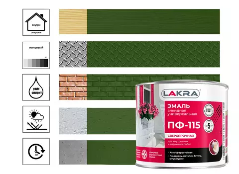 Эмаль Лакра ПФ-115, 2 кг, темно-зеленая