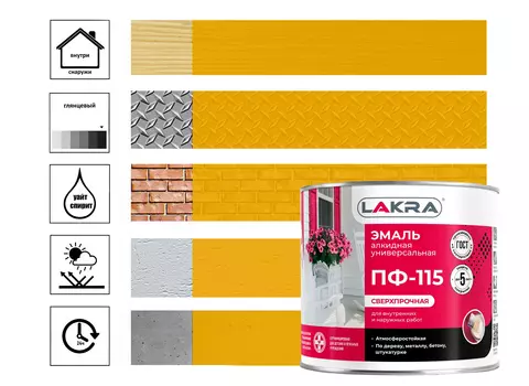 Эмаль Лакра ПФ-115, 2 кг, желтая