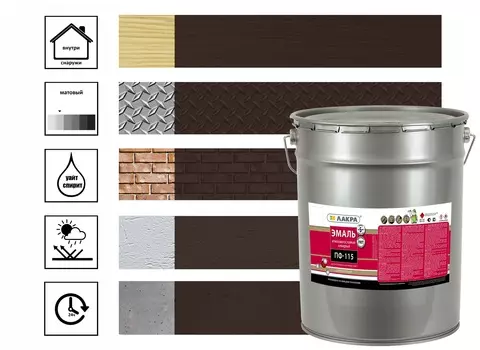 Эмаль Лакра ПФ-115 шоколадно-коричневая 20 кг