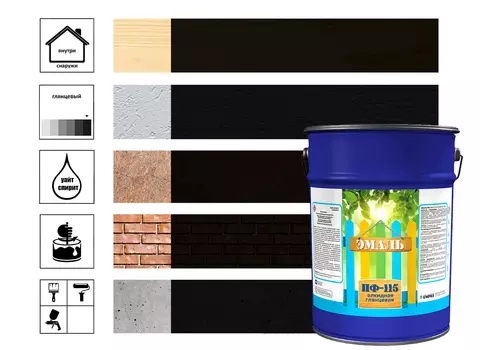 Эмаль ПФ-115 чёрная 5 кг