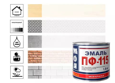 Эмаль ПФ-115 МОЯ КРАСКА белая 1,8кг