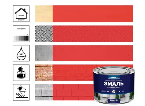 Эмаль ПФ-115 Proremontt 0,5 кг, красный