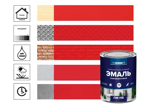 Эмаль ПФ-115 Proremontt 0,9 кг, красный