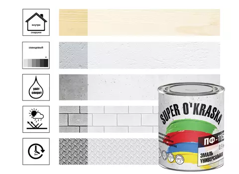 Эмаль ПФ-115 super okraska Бел.глянц. 0,9кг