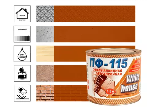 Эмаль ПФ-115 White House коричневая 1,8 кг