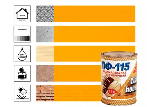 Эмаль ПФ-115 White House оранжевая 0,8 кг