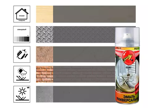 Эмаль Поли-Р универсальная серая RAL7040,аэрозоль 520 мл