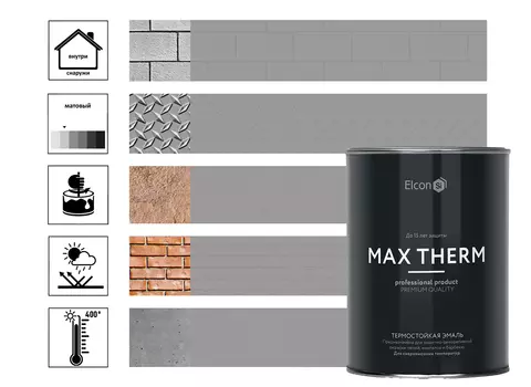 Эмаль термостойкая Elcon серая 400 градусов (0,8кг)