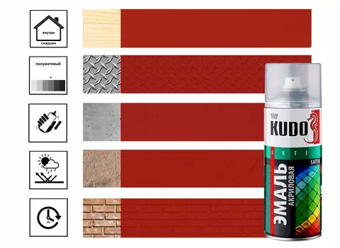 Эмаль универсальная акриловая satin RAL3000 огненно-красная 520 мл.