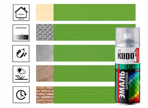 Эмаль универсальная акриловая satin RAL6018 ярко-зеленая 520 мл.