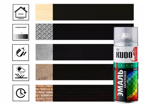 Эмаль универсальная акриловая satin RAL9005 черная 520 мл.