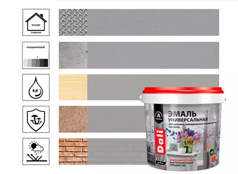 Эмаль универсальная DALI 0.9кг RAL 7004