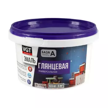 Эмаль ВД-АК-1179 универсальная глянцевая база А супербелая, 0.5 кг (по 6 шт)