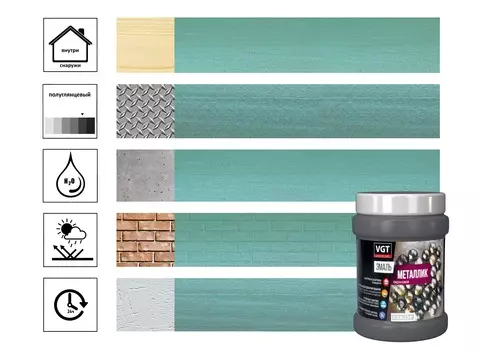 Эмаль VGT ВД-АК-1179 Металлик универсальная изумруд 0.23 кг