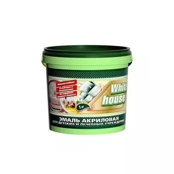 Эмаль WH акриловая для детских и лечебных учреждений 1кг, белая полуглянцевая