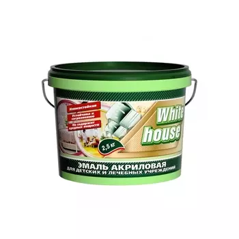 Эмаль WH акриловая для детских и лечебных учреждений, белая, полуглянцевая, 2,5 кг,