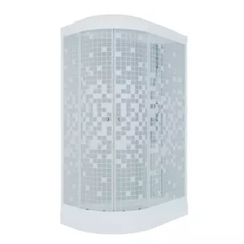 Кабина душевая Коралл А 120х80 см, правая, низкий поддон, мозаика, белый