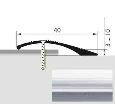 Кант полукруглый 40мм 0,9 анод.серебро, матовый