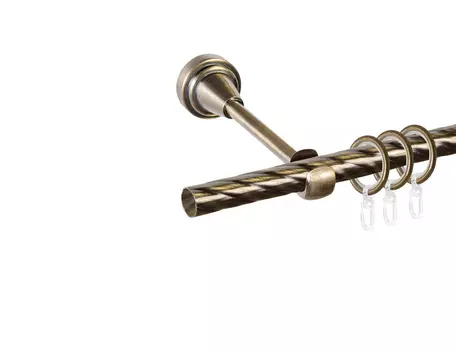 Карниз металлический настенный Grace 1-рядный крученый 16 мм антик 240 см