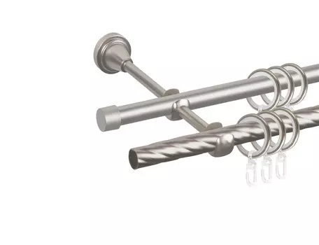 Карниз металлический настенный Grace 2-х рядный крученый/гладкий 16 мм сатин 300 см