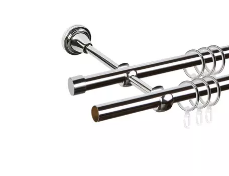 Карниз металлический настенный Grace 2-х рядный гладкий 16/16 мм хром 200 см