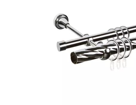 Карниз металлический настенный Grace 2-х рядный крученый/гладкий 25/16 мм хром 240 см