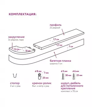 Карниз потолочный Легранд Феникс с поворотами двухрядный, 300 см, титан