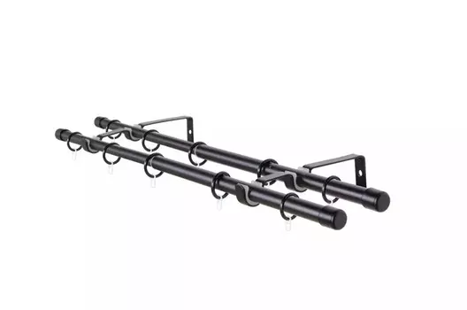 Карниз стеновой Магеллан телескопический 2-х рядный 160-300 см, черный