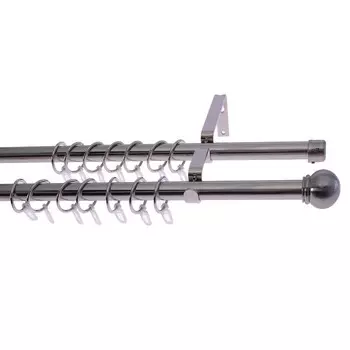 Карниз Телескоп 2-х рядный с наконечником Болонья 160-300 см Нержавеющяя сталь