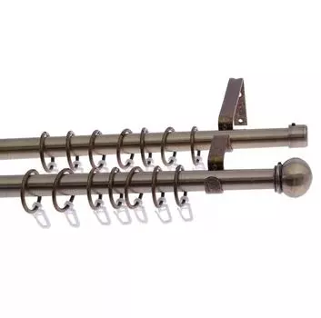 Карниз Телескоп 2-х рядный с наконечником Болонья 160-300 см Старое золото