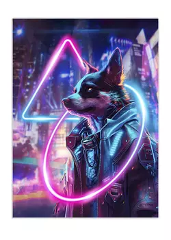Картина на холсте Fbrush Неоновый Кибер Пес-2 50х70 см