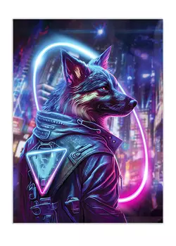 Картина на холсте Fbrush Неоновый Кибер Пес-1 50х70 см