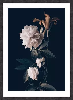 Картина в раме PosterMarket Пионы и лилия 50*70 см