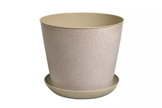 Кашпо круглое 8.5л. декор "Миссони" с поддоном (латте)