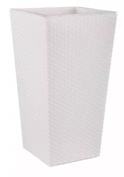 Кашпо напольное "Ротанг" 340х320х615мм (со вставкой)(белый)