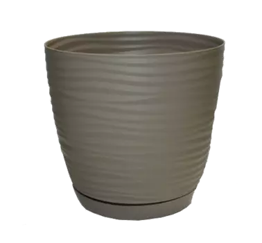 Кашпо пластиковое Sahara petit d13 см; h11,8 см; 1 л с прикрепленным поддоном, жемчужно-коричневый