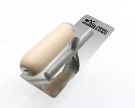 Кельмас зеркально-гладкой поверхностью, с деревянной ручкой, Inox Болдрини, 200х80мм