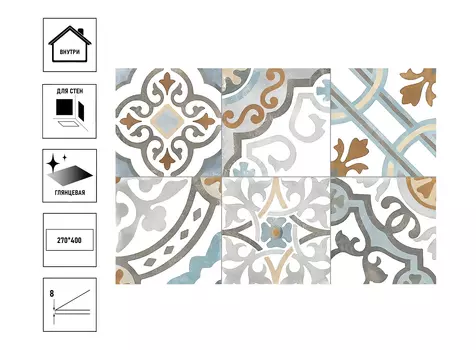 Керамическая плитка GlobalTile Emotion 27x40 пэчворк
