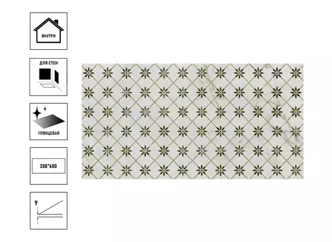 Керамическая плитка Kerama Marazzi Серенада 30x60x0,9 декор 1 глянцевый обрезной