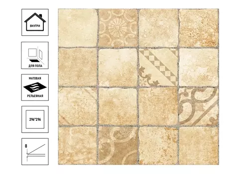 Керамический гранит Belani Roxy 29,6х29,6см, бежевый, мозаика