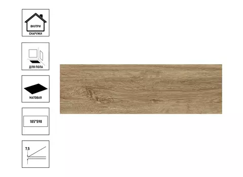 Керамический гранит Cersanit Grace 18,5x59,8 бежевый рельеф
