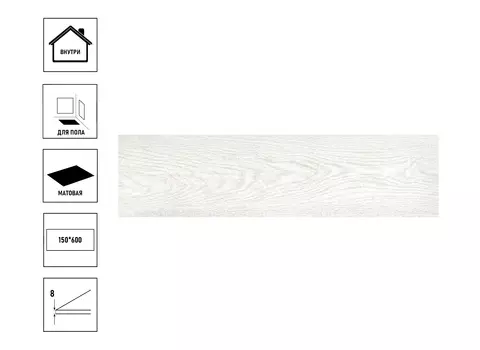Керамический гранит GlobalTile Albus 15х60см, белый